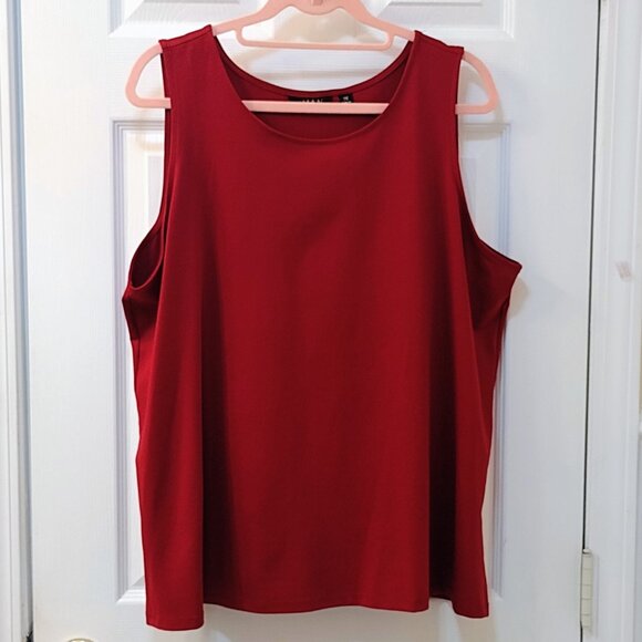 Iman: 3-Piece Red-Black Floral Pant Set, Size 2X (Duster, Tank & Pull-On Pants) - Picture 5 of 14